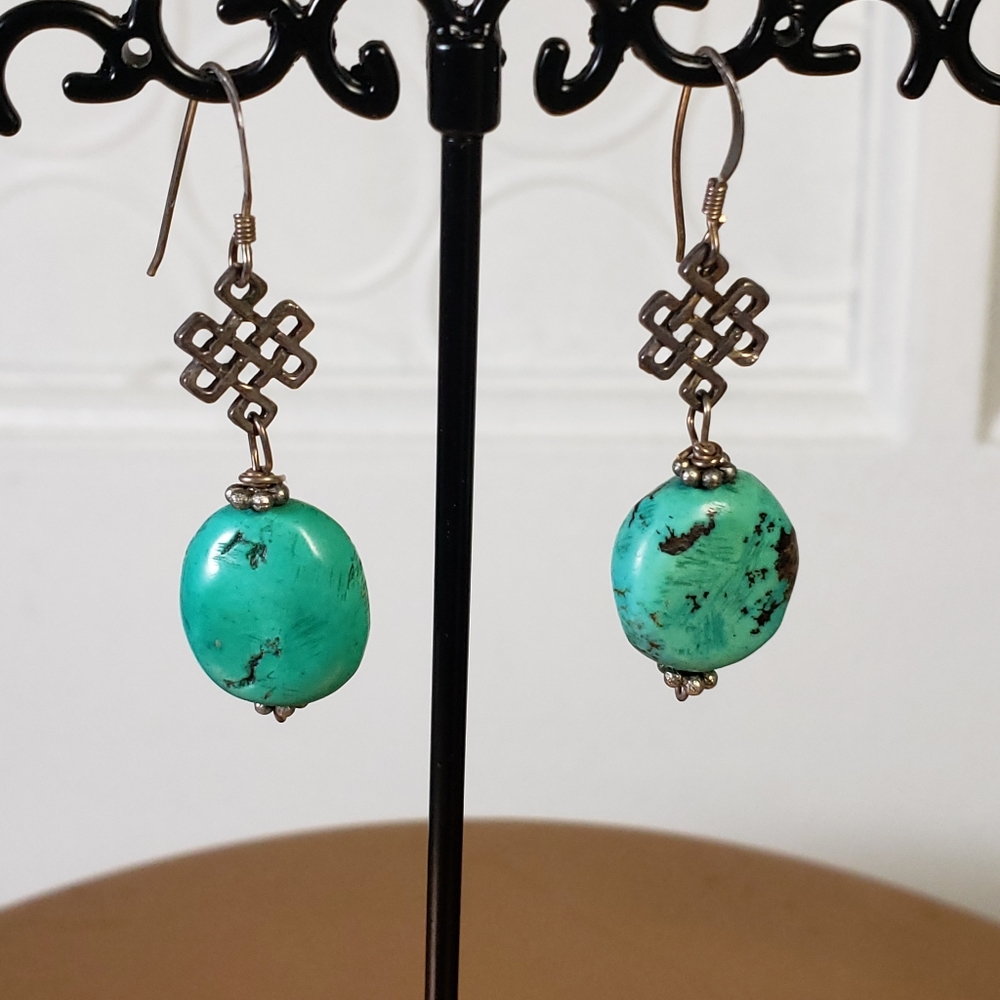 Bespoke Turquoise & silver earrings